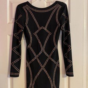 Black Windsor Bodycon Dress with Rose Gold Detail